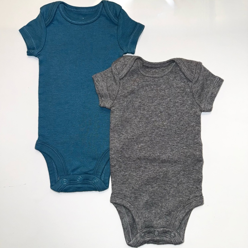 Carter's Teal and Gray Newborn Cotton Bodysuit Set